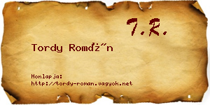 Tordy Román névjegykártya